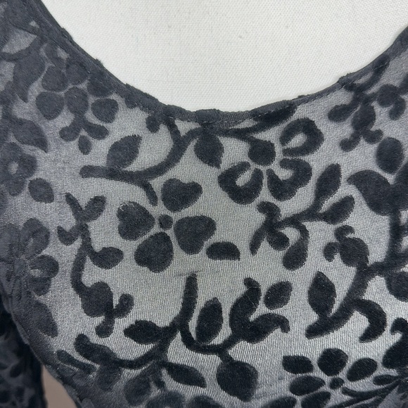 Top this black long sleeve see through top blouse size large vintage 1980 - Picture 3 of 8